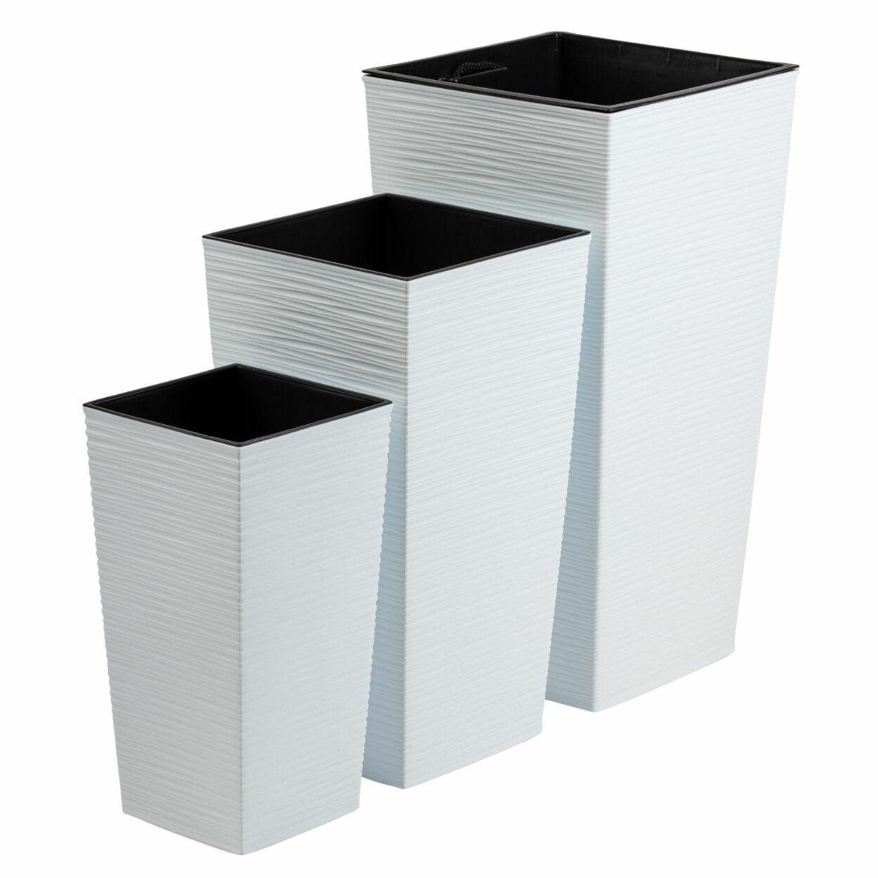Sada 3 ks květináčů Porto Riflo 57x29,5/46x24,7/36,6x18,9 cm bílá