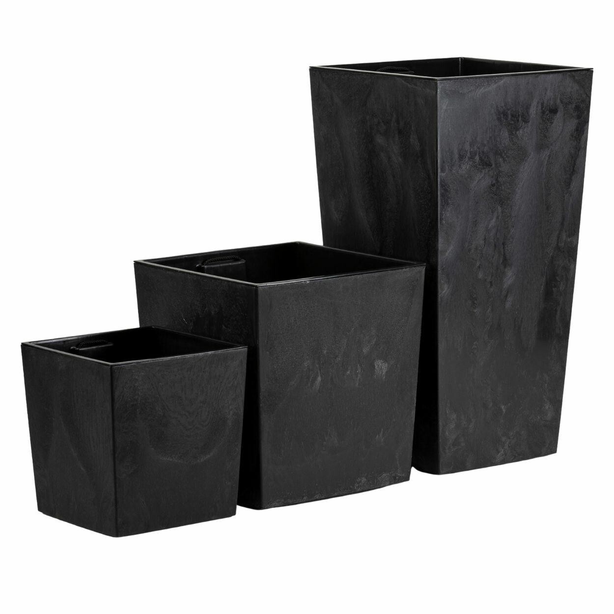 Sada 3 ks květináčů Walter černý beton