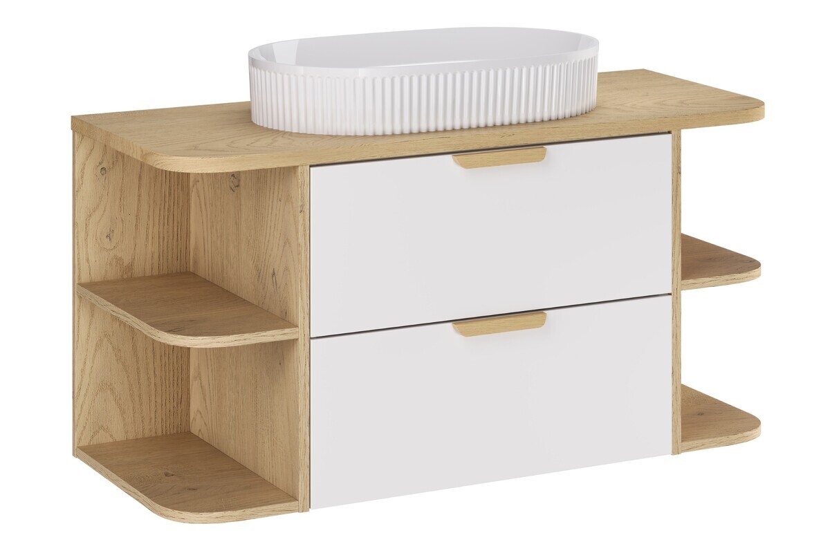 Závěsná koupelnová skříňka Aster Beyond s umyvadlem 100 cm dub cremona/bílá