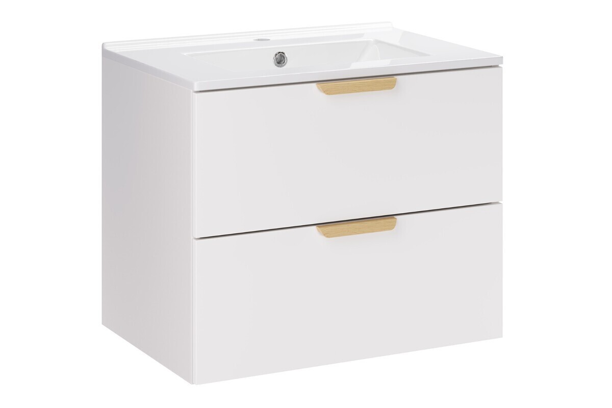 Závěsná koupelnová skříňka Aster Lava se zápustným umyvadlem 60 cm bílá