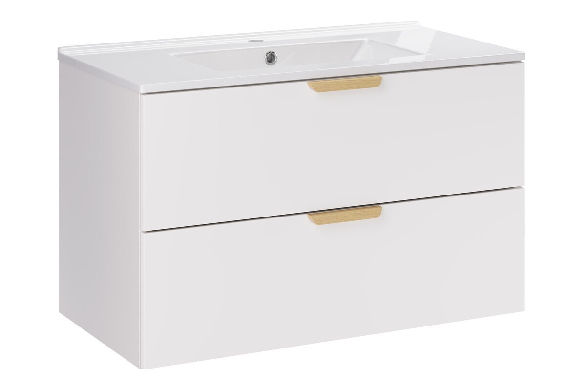 Závěsná koupelnová skříňka Aster Lava se zápustným umyvadlem 80 cm bílá