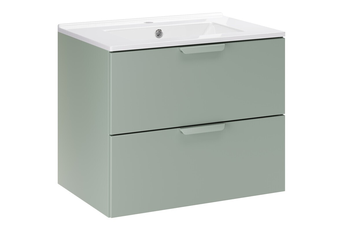 Závěsná skříňka Aster Lava se zápustným umyvadlem 60 cm zelená/bílá