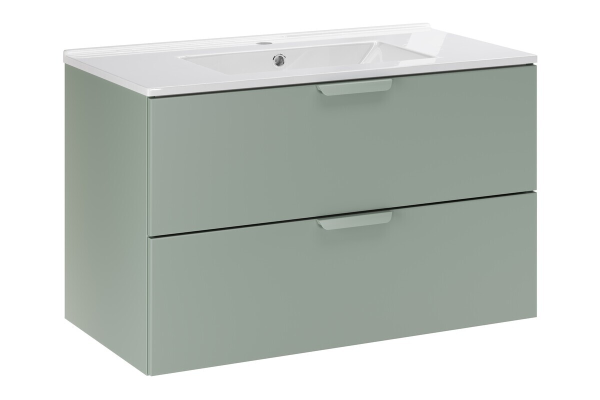 Závěsná skříňka Aster Lava se zápustným umyvadlem 80 cm zelená/bílá