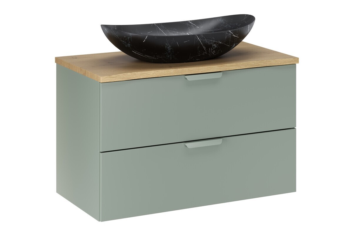 Závěsná skříňka Aster Lena s umyvadlem 80 cm zelená/dub cremona