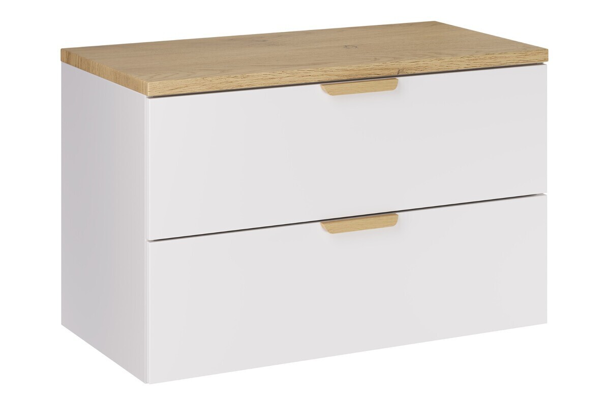Závěsná skříňka pod umyvadlo Aster s deskou 80 cm bílá/dub cremona