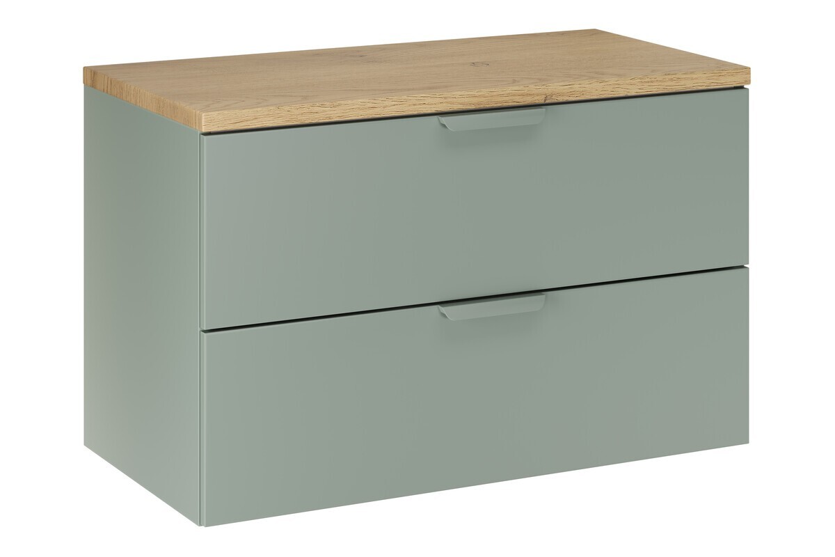 Závěsná skříňka pod umyvadlo Aster s deskou 80 cm zelená/dub cremona