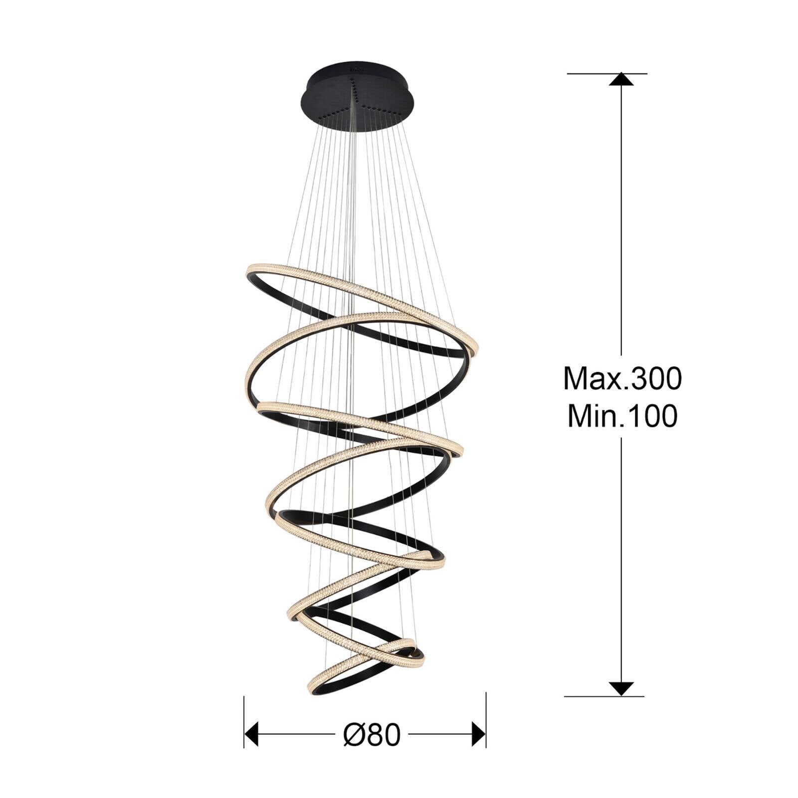 LED závesné svietidlo Ring, čierne, stmievateľné, 8 svetiel
