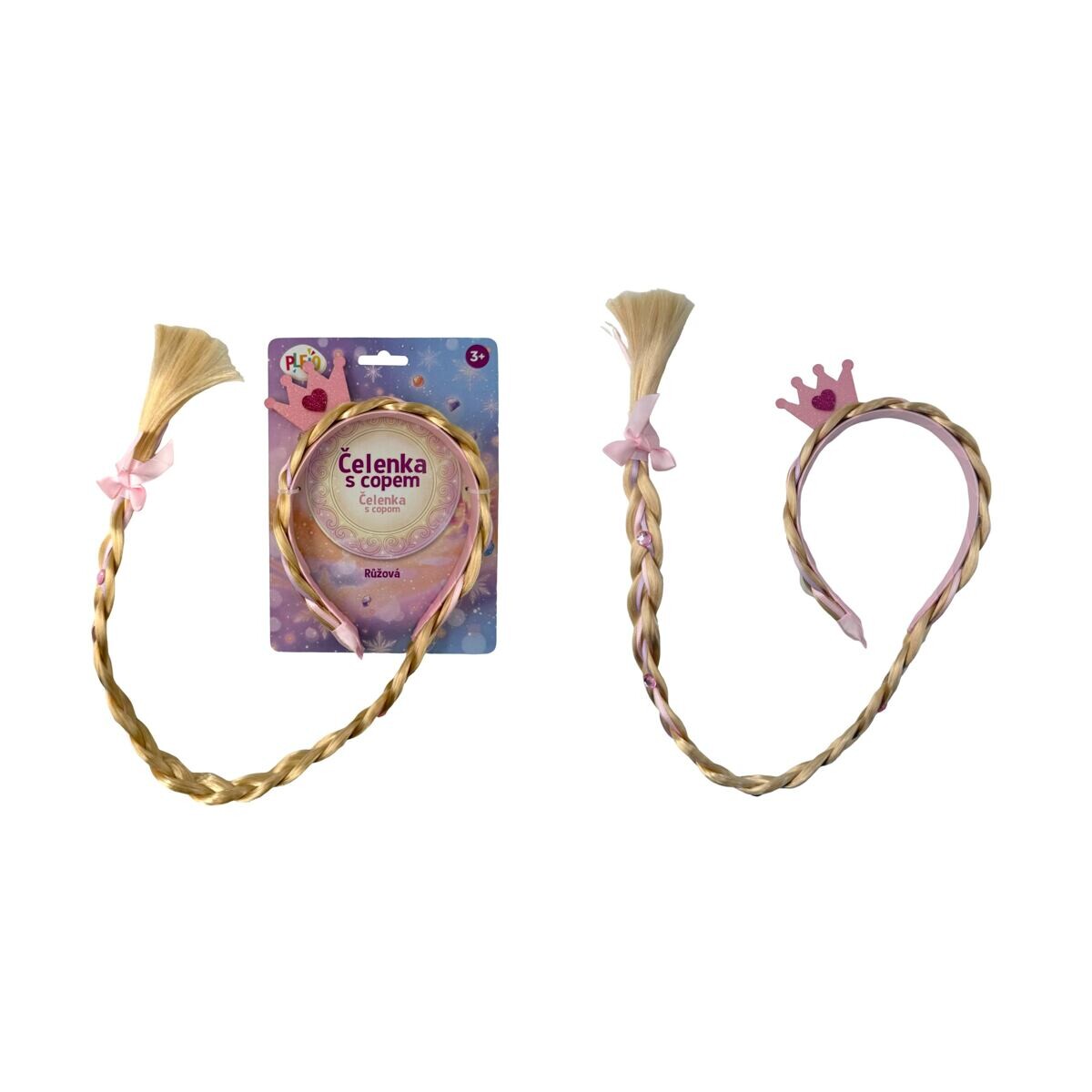PLEJO Čelenka s vrkočom, ružová