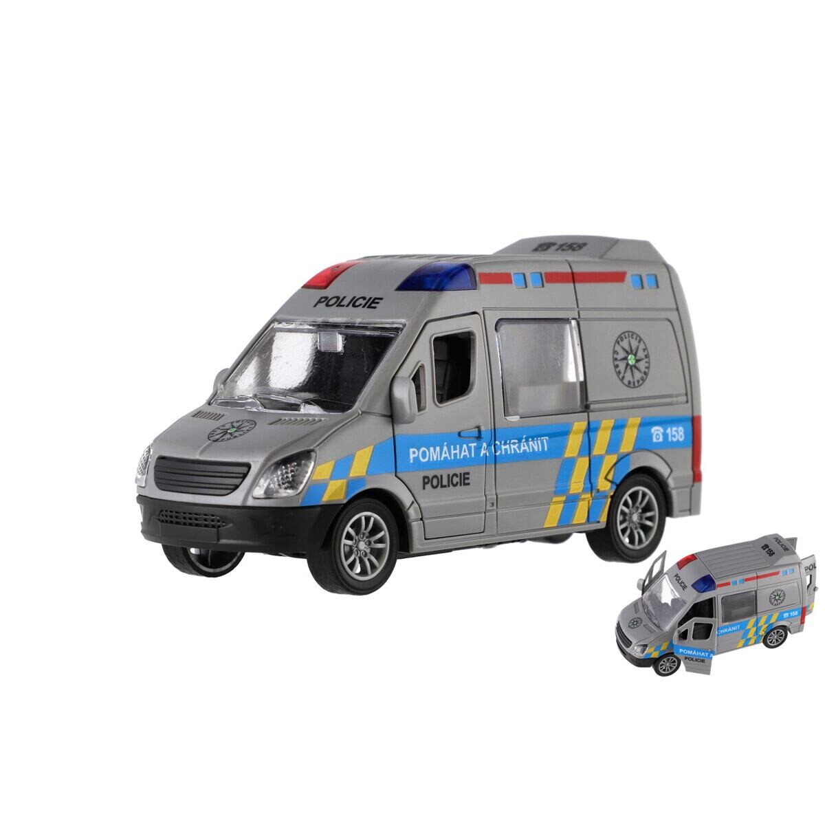 Teddies Auto polícia plast 12 cm na zotrvačník CZ