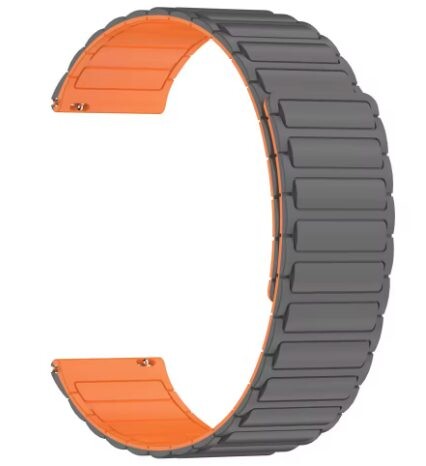 eses Magnetický silikonový řemínek - Šedo oranžový, 22 mm