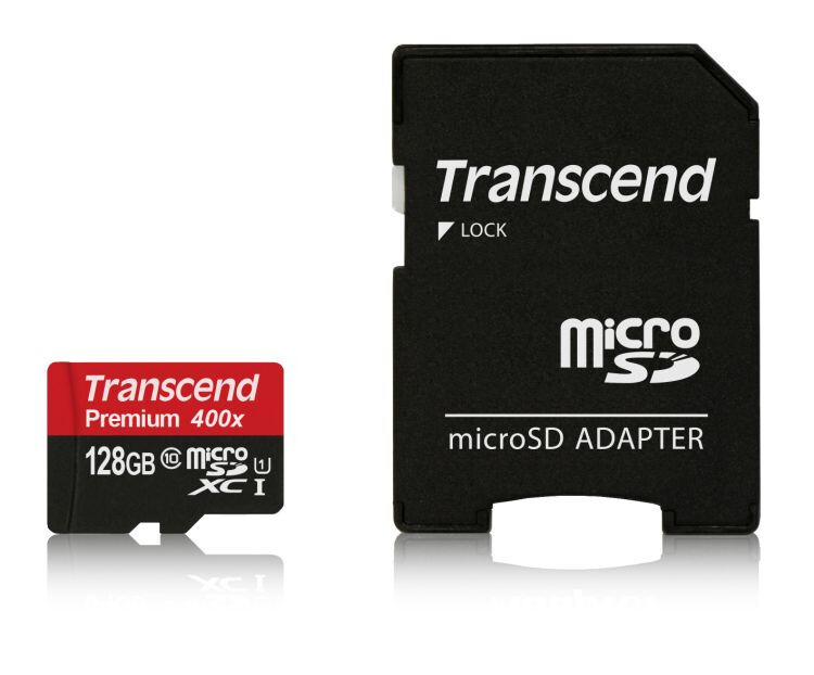 Transcend 128GB microSDXC UHS-I 400x Premium (Class 10) pamäťová karta (s adaptérom)