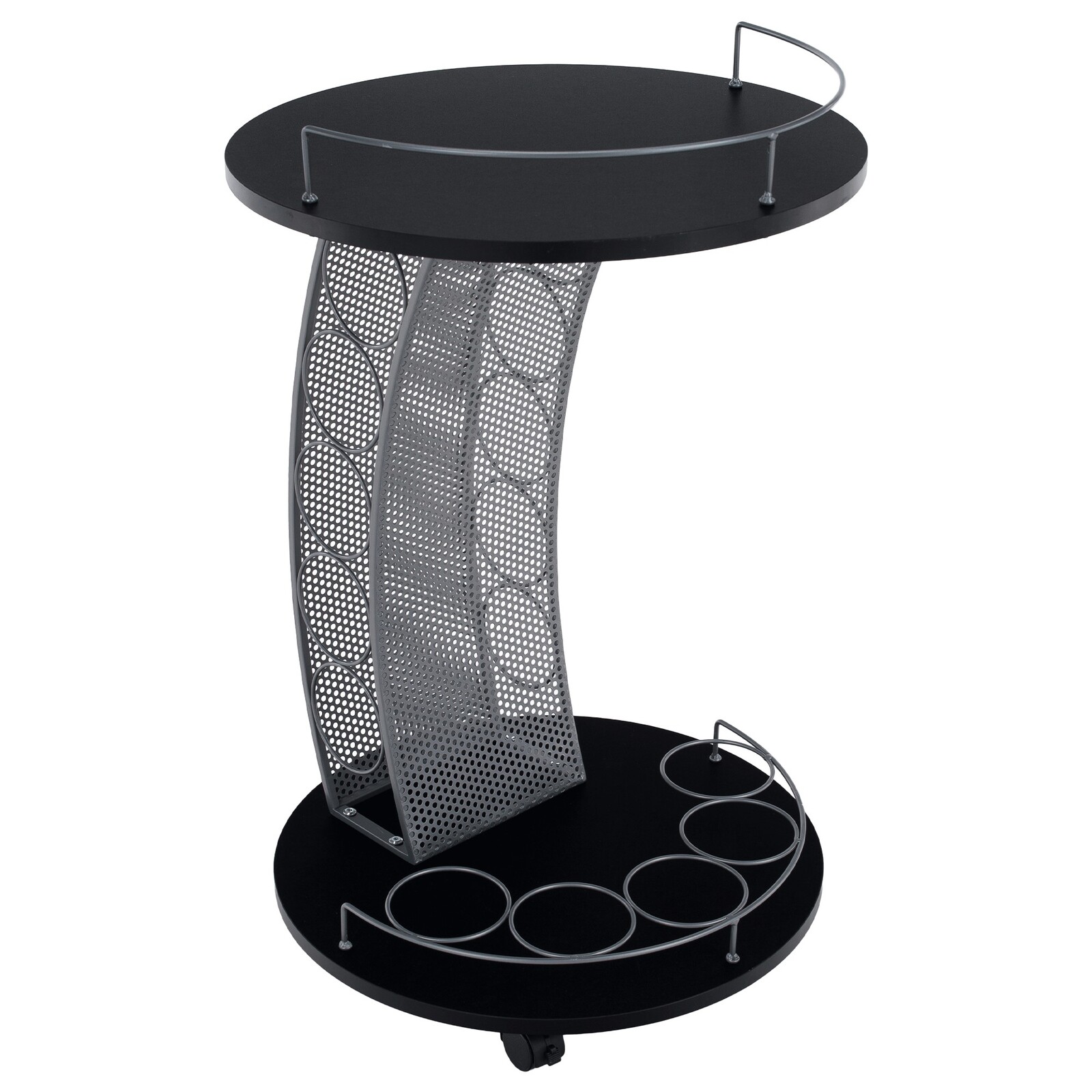 KONDELA Aladar New servírovací stolík na kolieskach čierna / strieborná