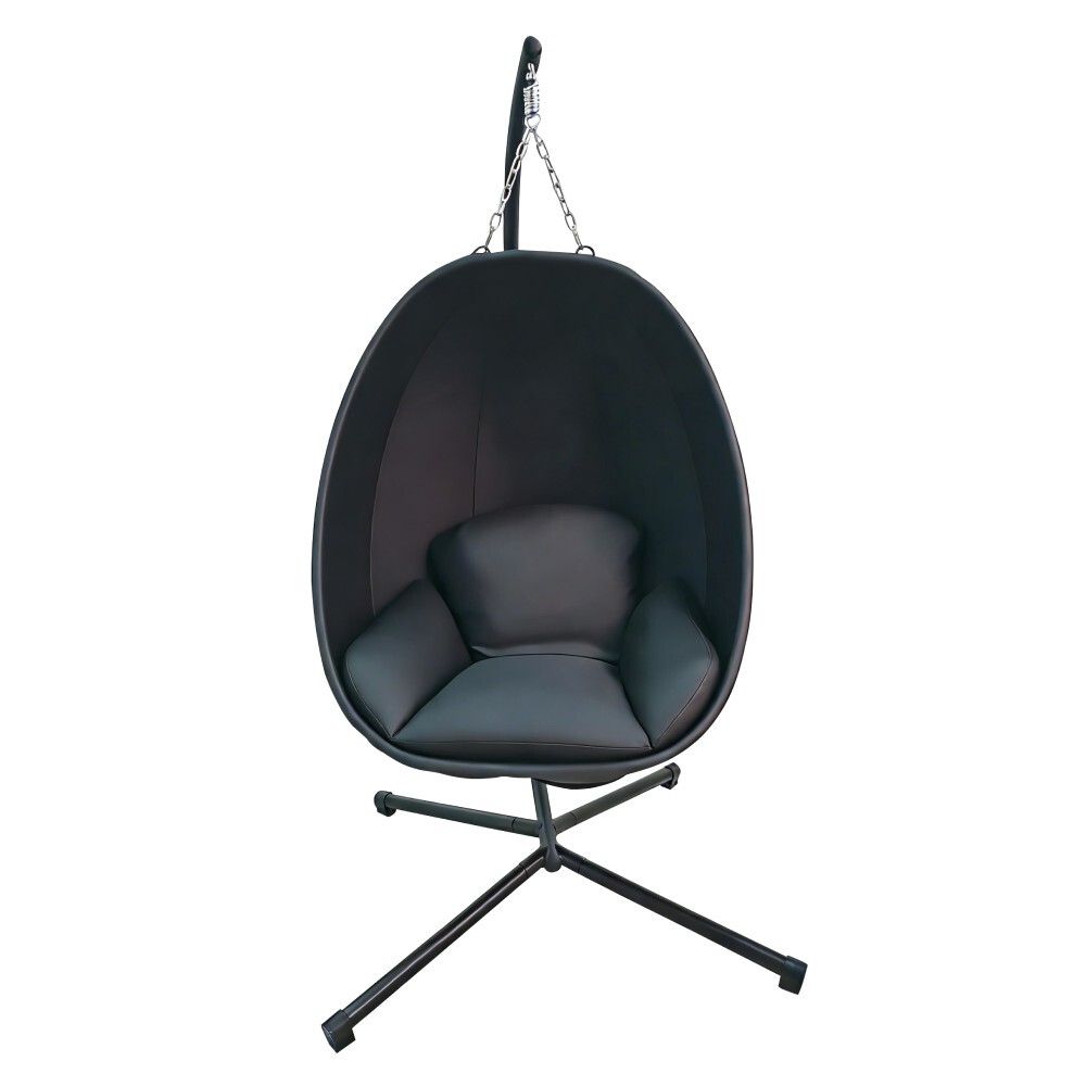 KONDELA Anas závesné skladacie kreslo čierna