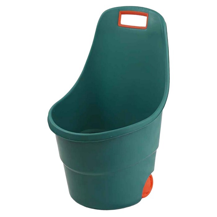 KONDELA Zafer plastový záhradný vozík zelená / oranžová