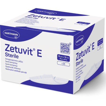 ZETUVIT E Sterile sterilný nasiakavý kompres 10x10 cm 25 ks