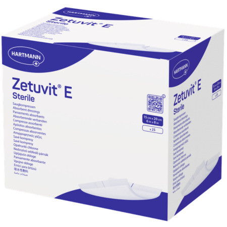 ZETUVIT E Sterile sterilný nasiakavý kompres 15x20 cm 25 ks