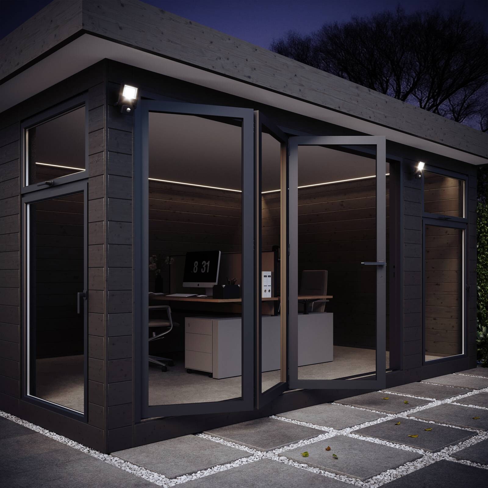 OSRAM exterierove bodove svetla ENDURA FLOOD, sivý, senzor 30 W 830 IP44