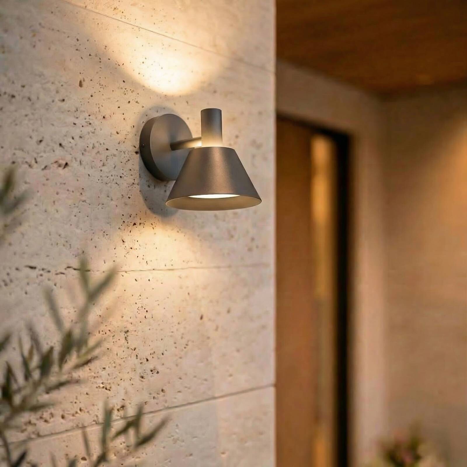 Vonkajšie LED nástenné svietidlo Lucande Tabena, matná čierna, IP44, CCT