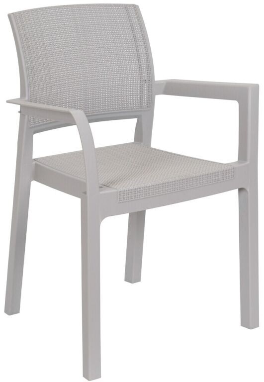 Stohovateľné záhradné kreslo z plastu s podrúčkami, grafit