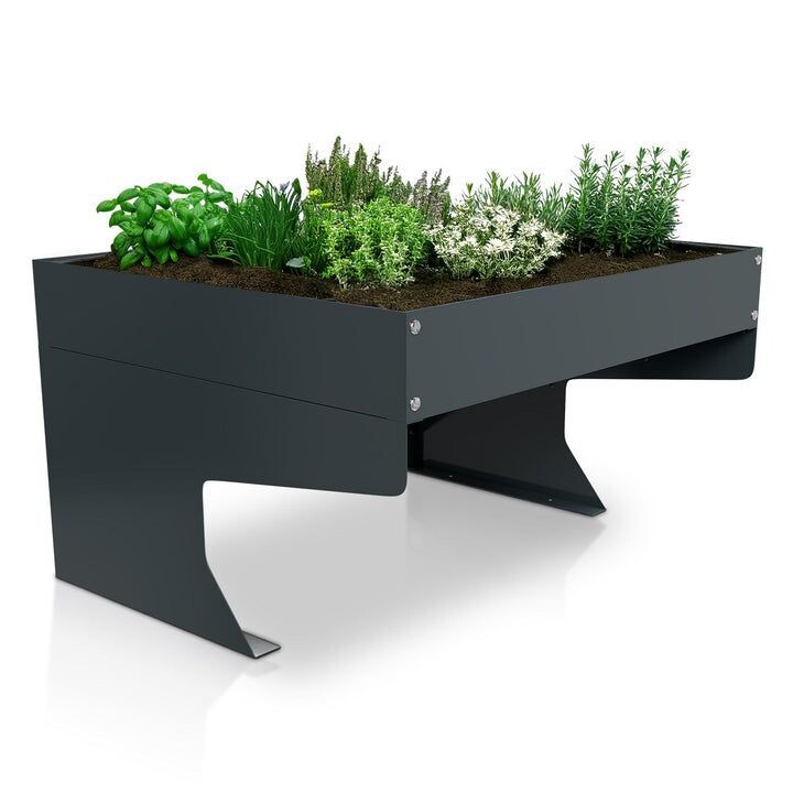 Garáž pre robotickú kosačku s kvetináčom, antracitová oceľ