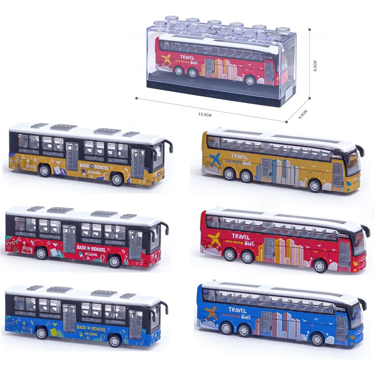 Sparkys Kovový model školského autobusu s otváracími dverami 1:64 dálkový autobus červený