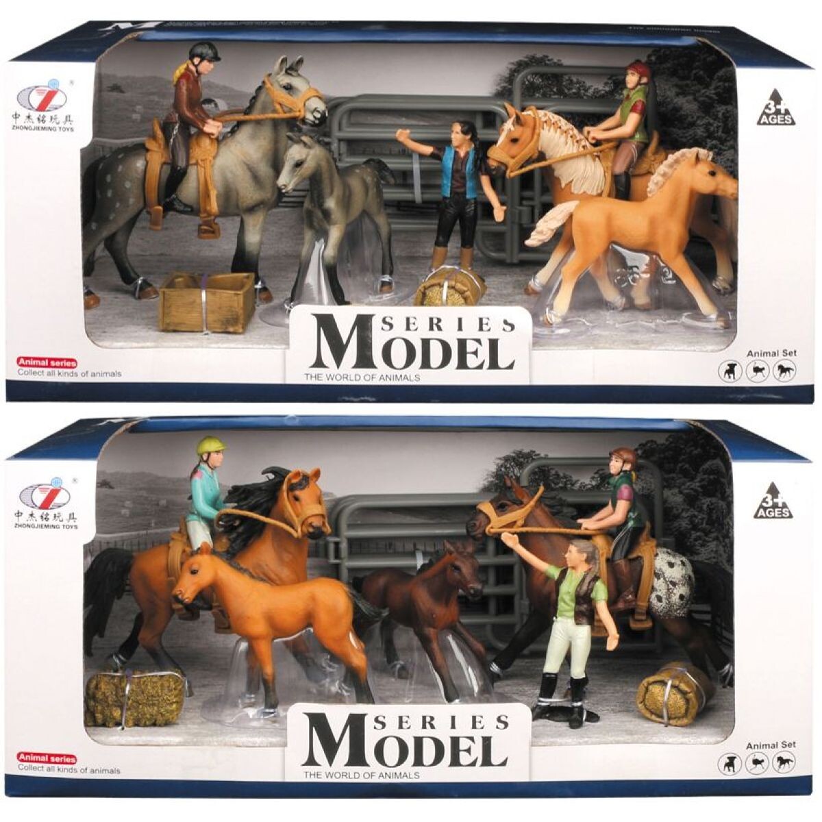 Sparkys Zvieratká z farmy - Set koní s jazdcom a príslušenstvom 2 druhy