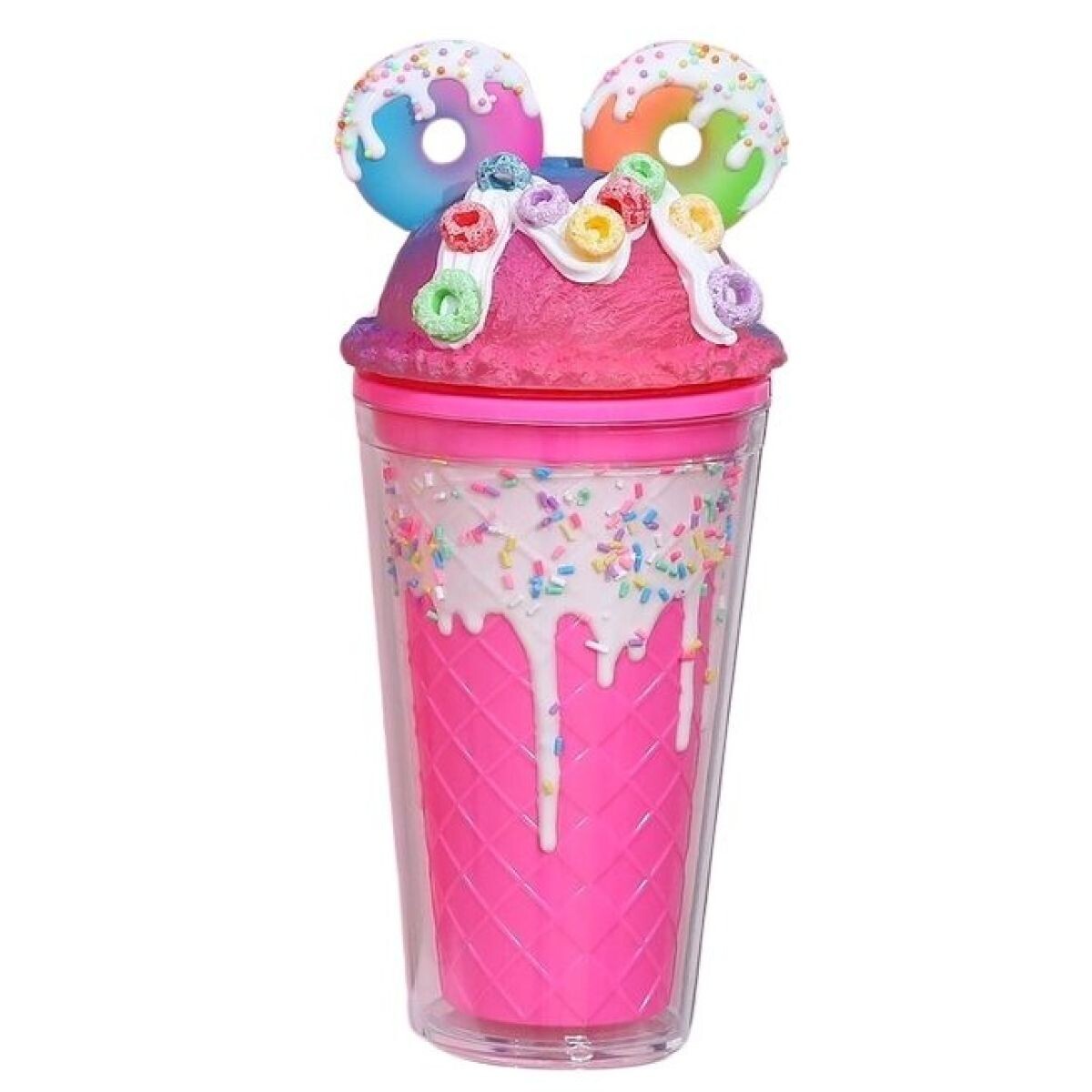 Sparkys Kelímok s viečkom a slamkou Donuts 480ml sv. růžový