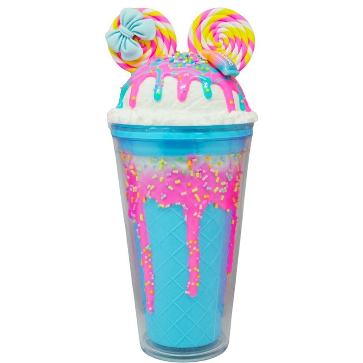 Kelímok s viečkom a slamkou Myška 480ml modrý