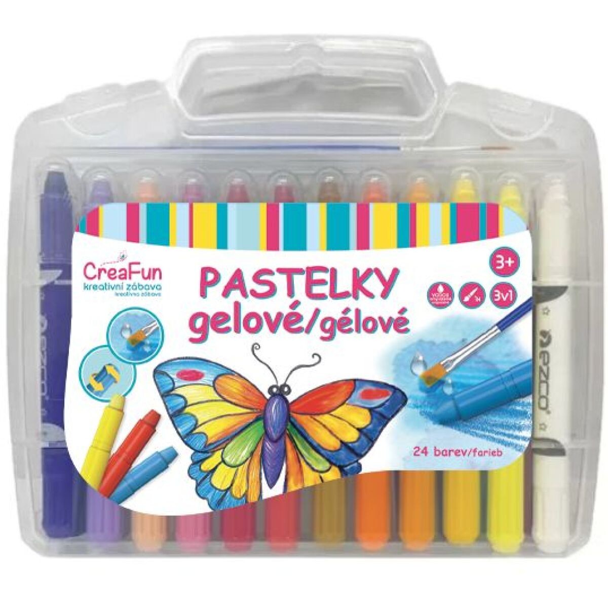 Sparkys Gélové pastelky 3v1 umývateľné - sada 24 ks + štetec