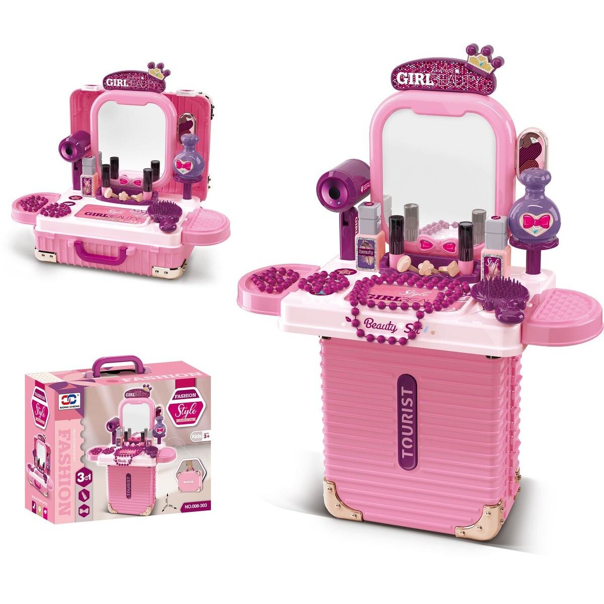 Sparkys 2v1 Malý kufor a kozmetický stolík so zrkadlom