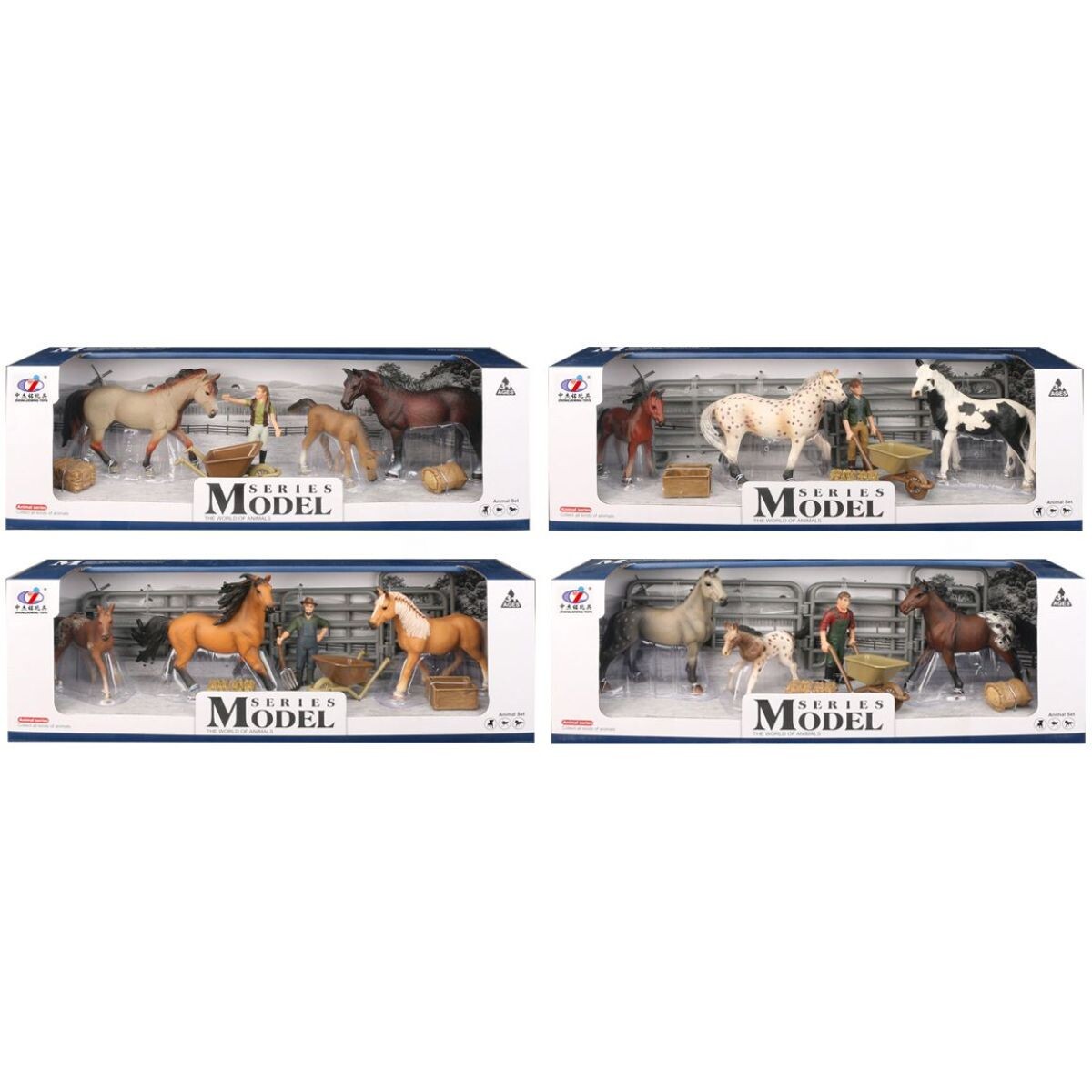 Sparkys Zvieratká z farmy - Set koní s žriebätkom a krmivom 4 druhy