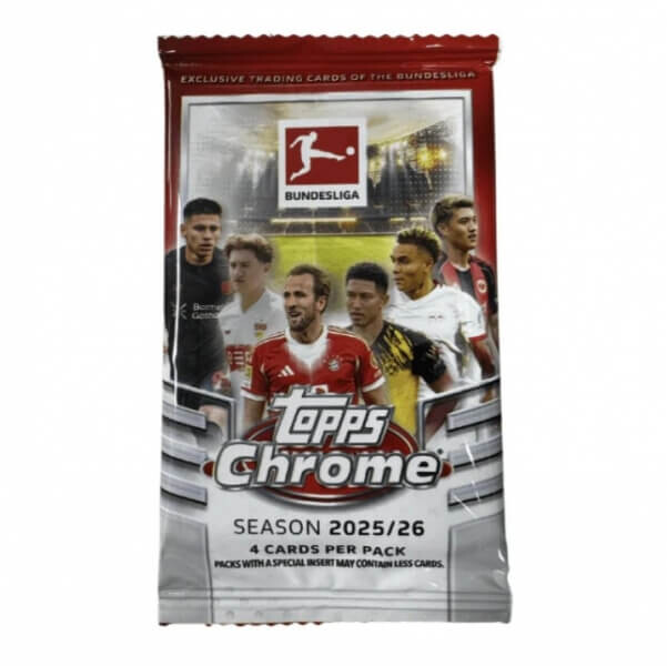 Topps 2025-2026 Topps Chrome Bundesliga Hobby balíček - Futbalové karty