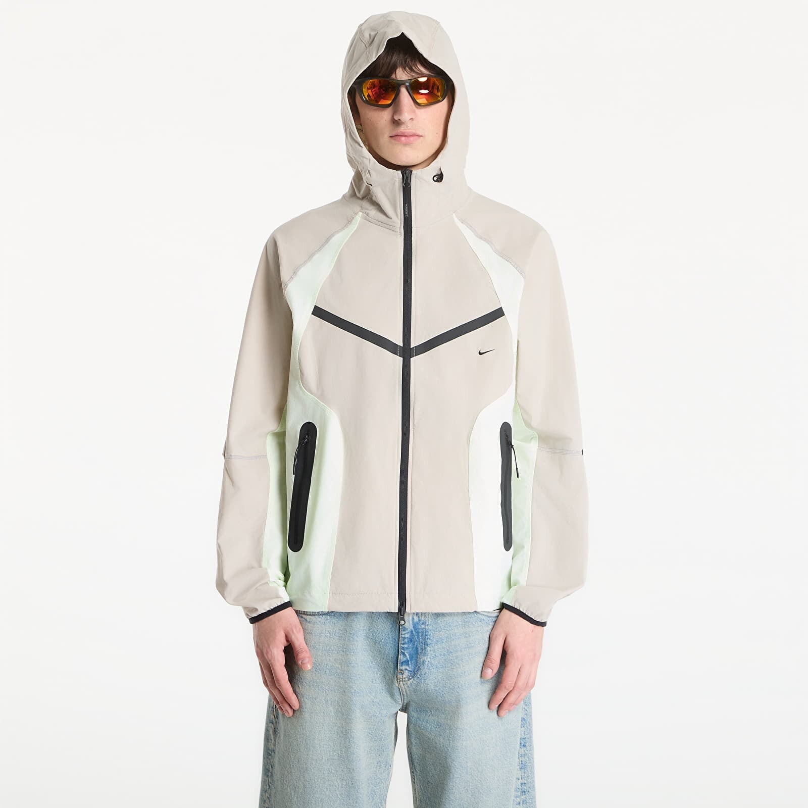 Bunda Nike Tech Men's Dri-FIT Woven Full-Zip Color-Block Windrunner Jacket Cream Ii/ Volt Tint/ Black M