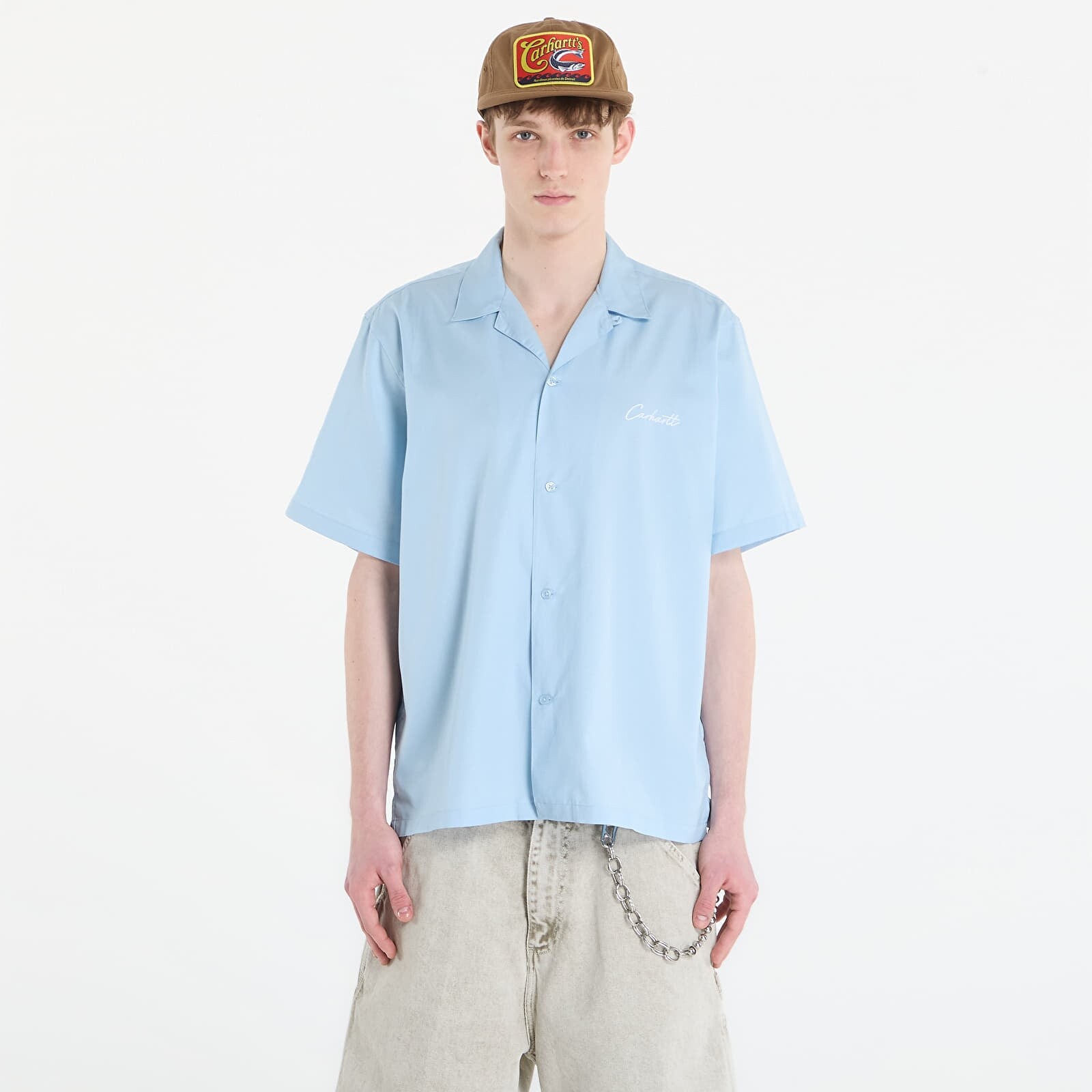 Košeľa Carhartt WIP S/S Delray Shirt UNISEX Icaria/ White S