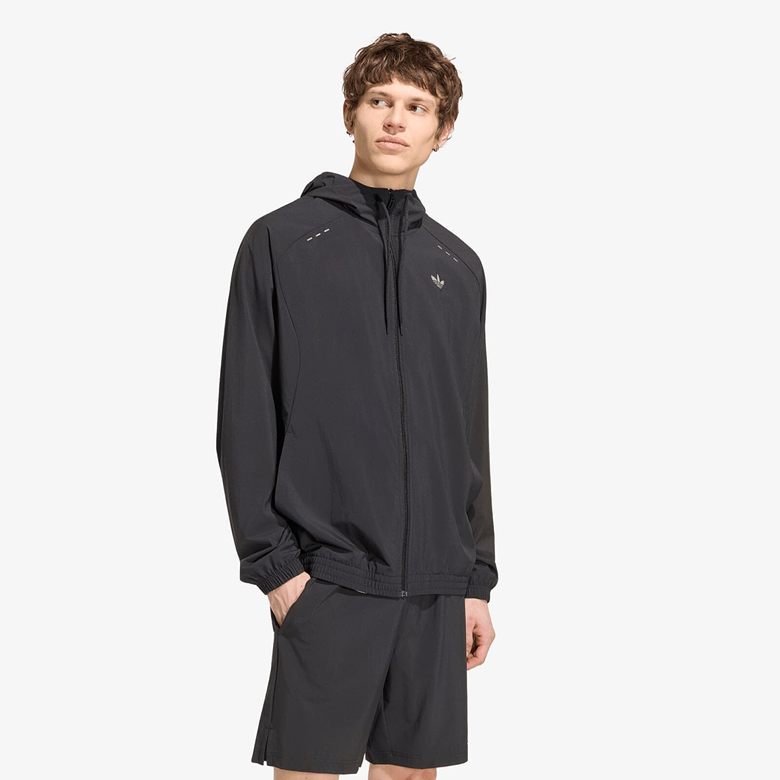 Mikina adidas Tech Trefoil Essentials Hooded Full Zip Track Top Black XL