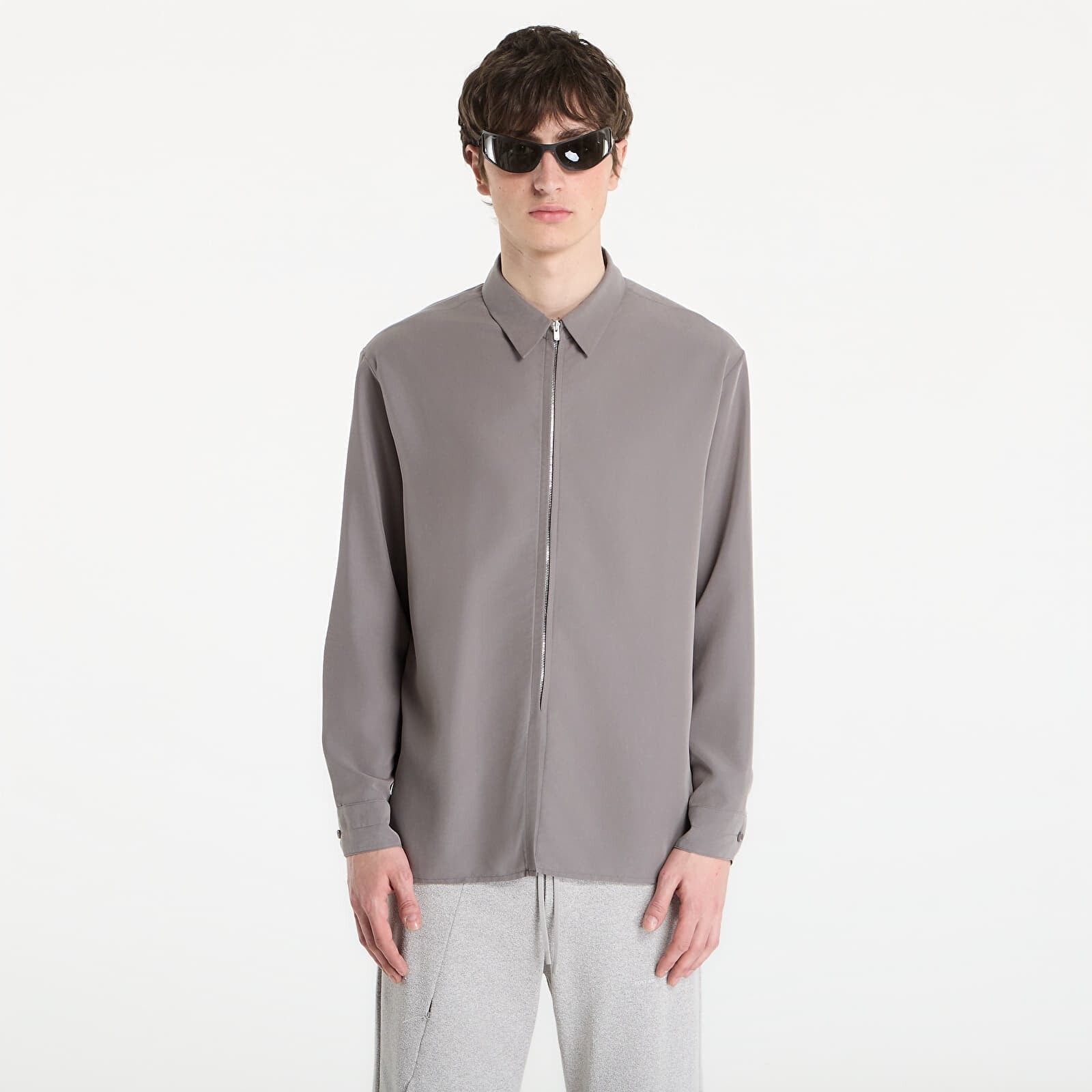 Košeľa Post Archive Faction (PAF) Zip Shirt (Archive) Grey Rayon XL