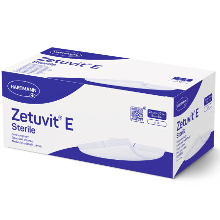 ZETUVIT E Sterile sterilný nasiakavý kompres 20x20 cm 15 ks