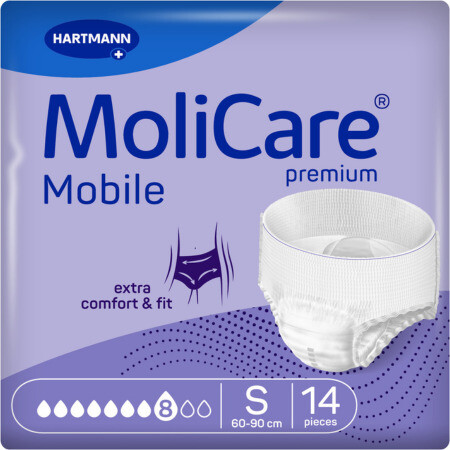 MOLICARE Premium mobile inkontinenčné plienkové nohavičky 8 kvapiek S 14 ks