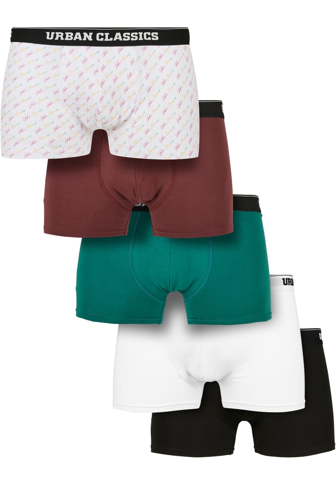 Organic Boxer Shorts 5-pack clrfl+chry+trgrn+wht+blk
