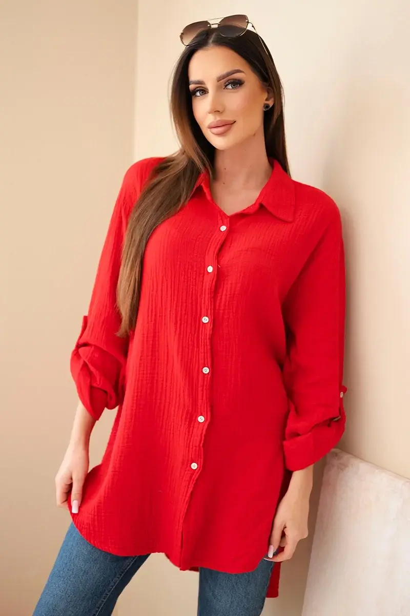 Kesi Włoski Muslinová košeľa Plus Size svetlá bordová