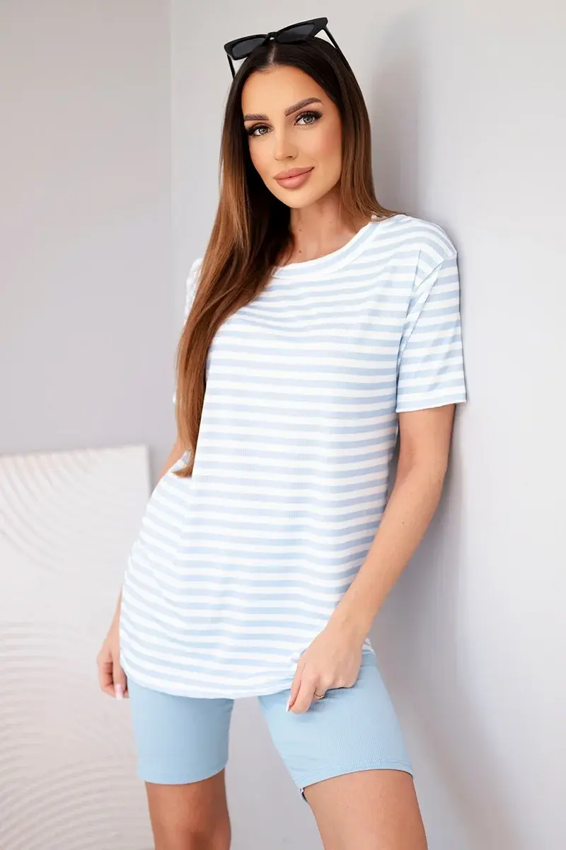 Súprava pruhovaný top a šortky modrá