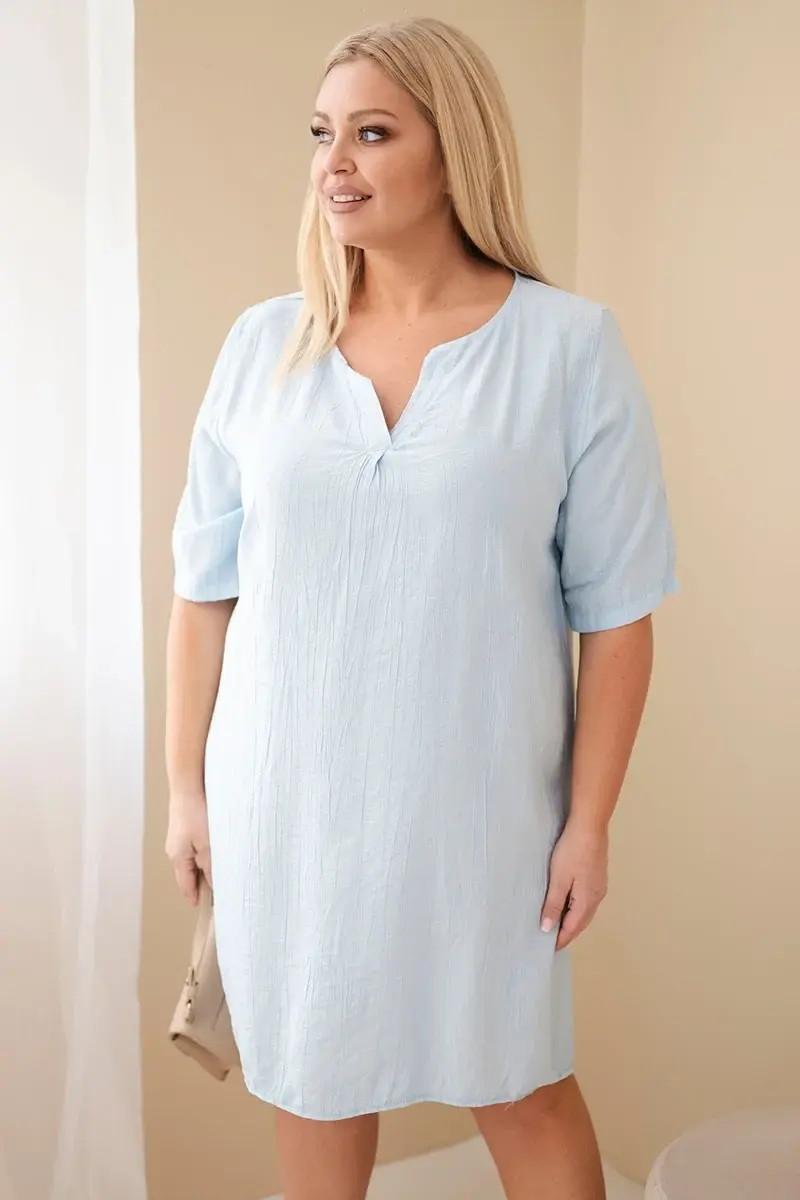 Kesi Włoski dámske šaty z viskózy plus-size, modré
