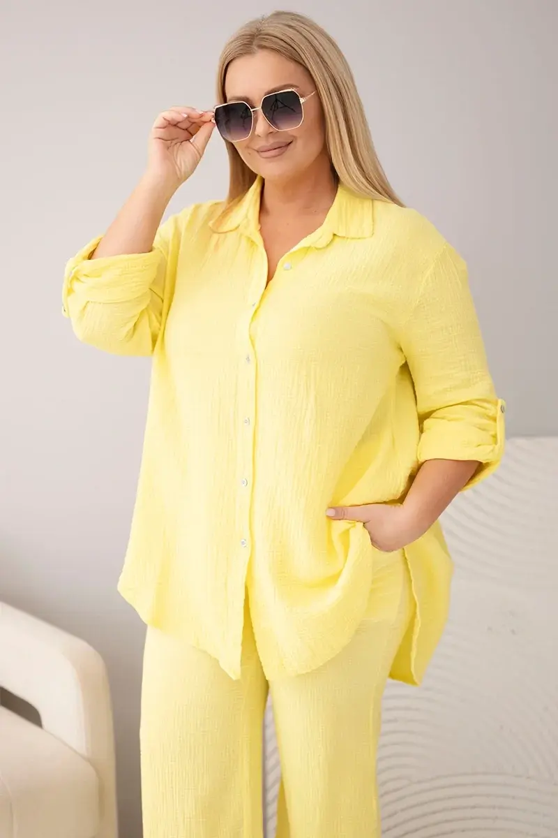 Kesi dámsky muslínový plus-size set so širokými nohavicami