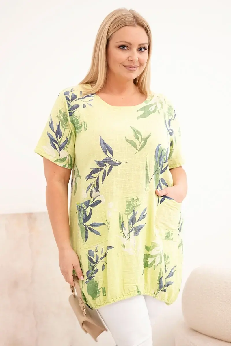 Plus-size dámska bavlnená blúzka so šnúrkou