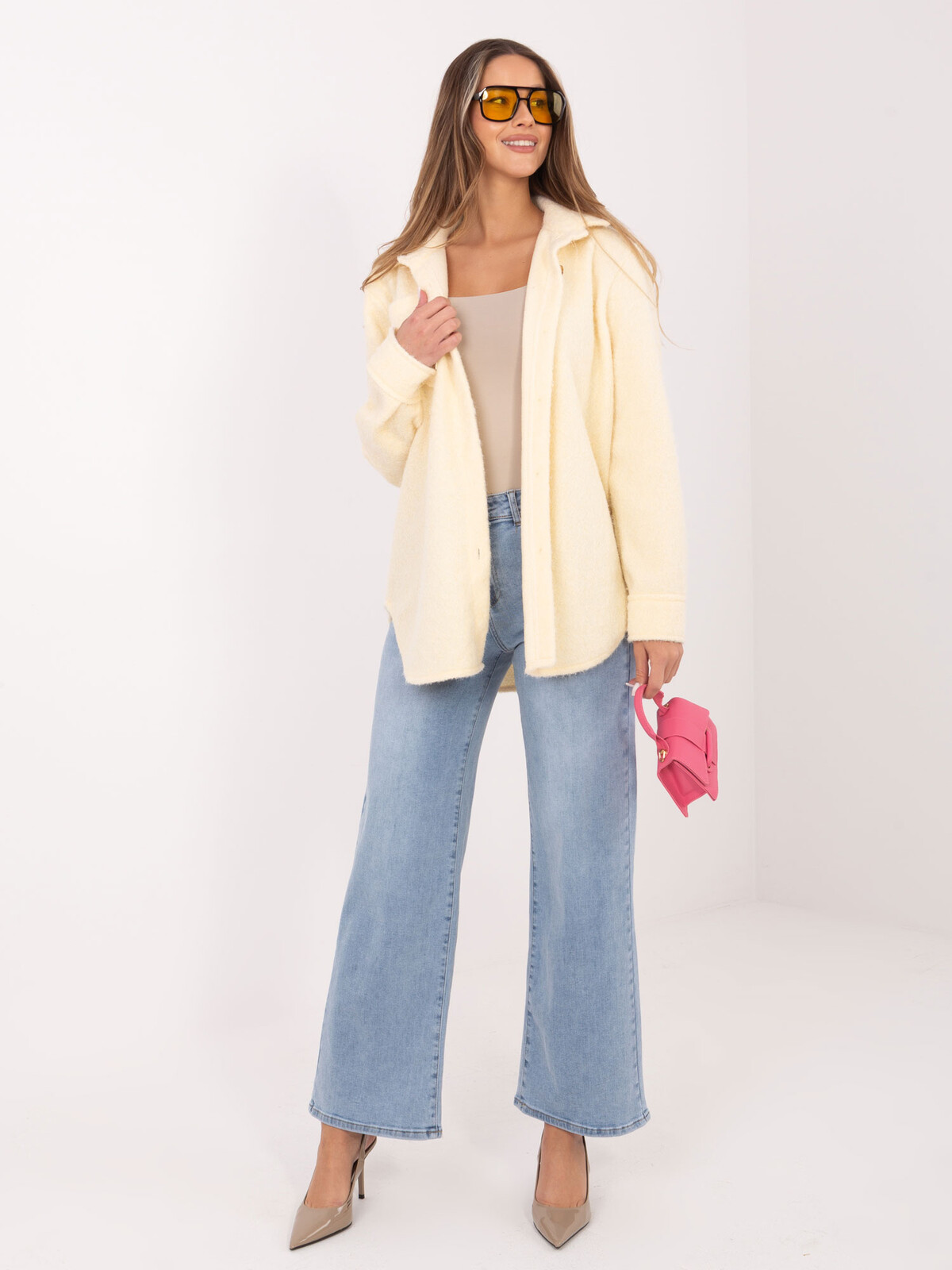 Maslová žltá košeľová bunda oversize