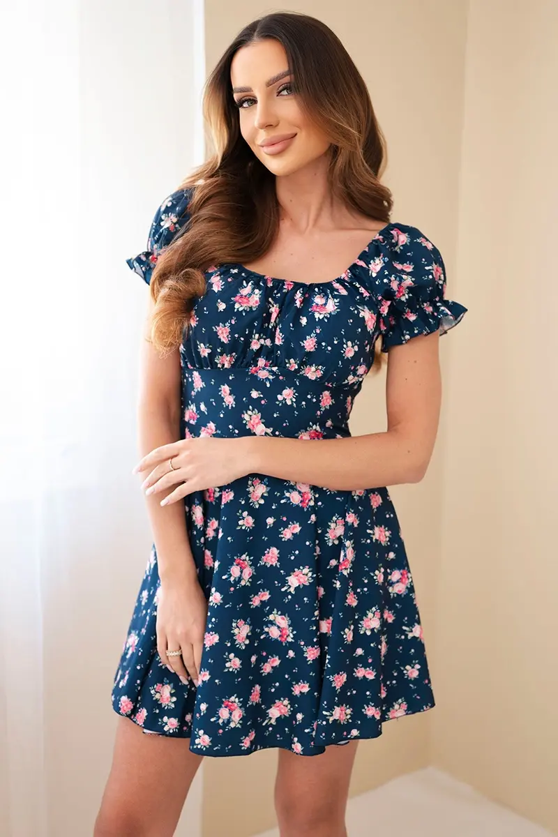 Kesi Włoski kvetinové šaty s nariasenými rukávmi