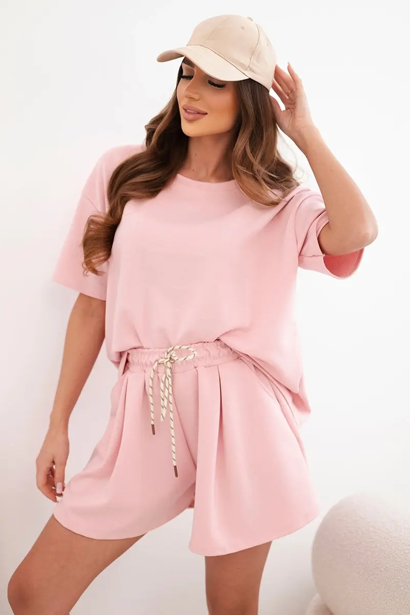 Dámska súprava s vysokým pásom v púdrovej ružovej