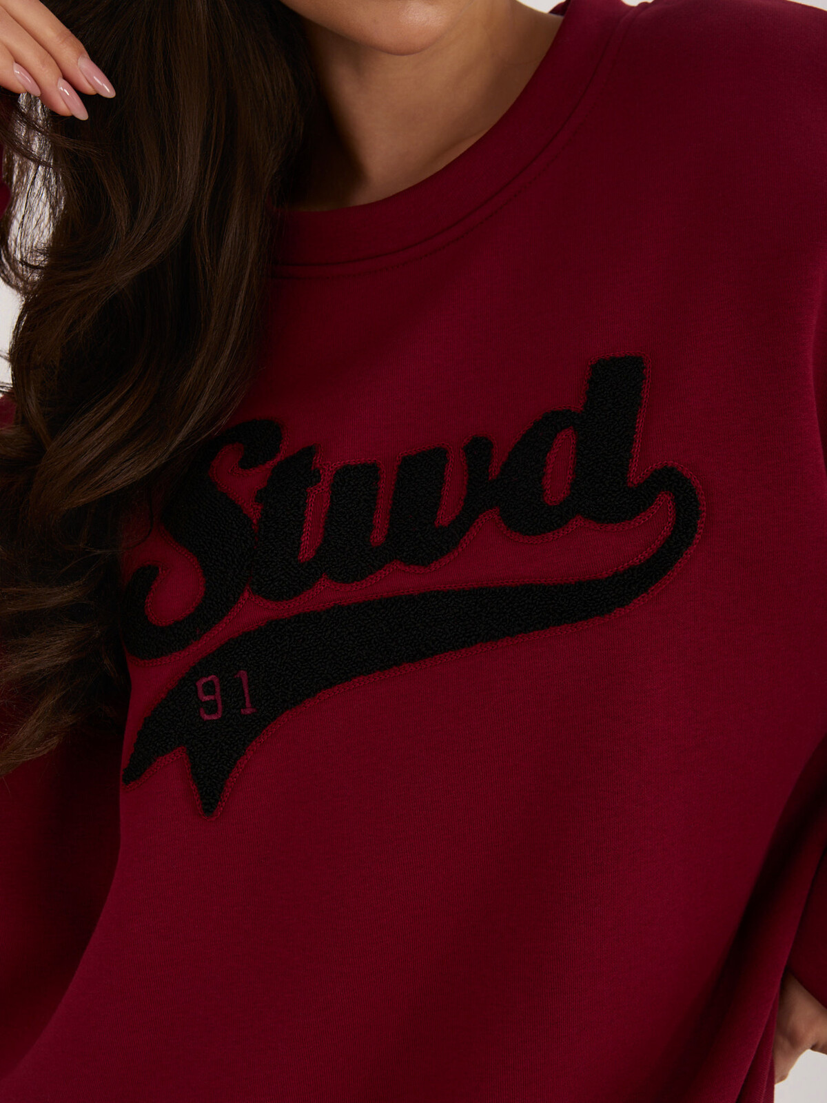 Bordová mikina RUE PARIS bez kapucne