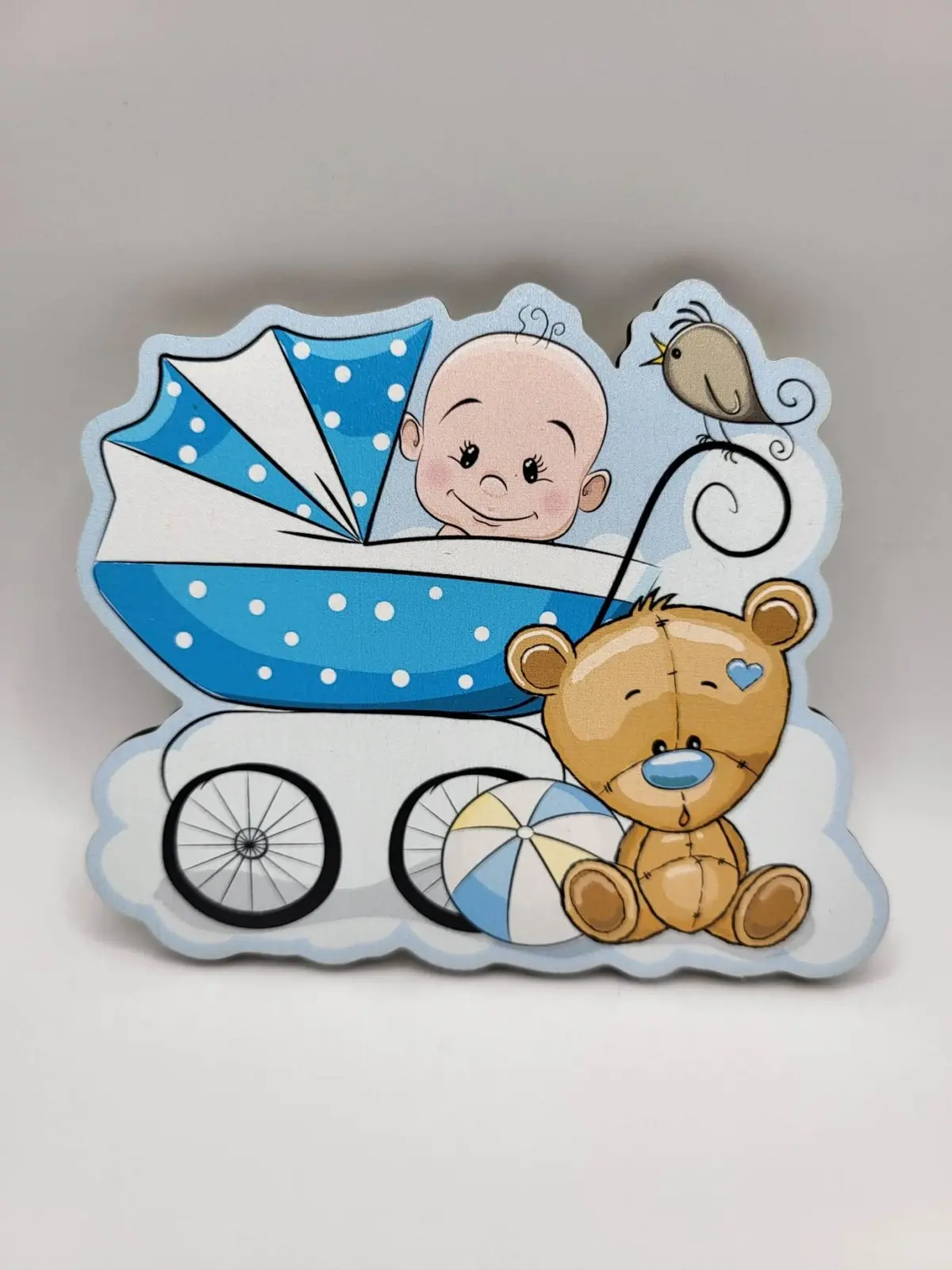 Loranc Magnetka na tortu - Chlapček v kočiari s medvedíkom