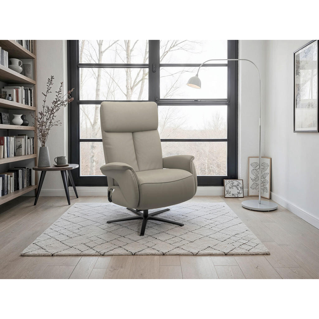 Sit & More RELAXAČNÉ KRESLO, koža, sivá